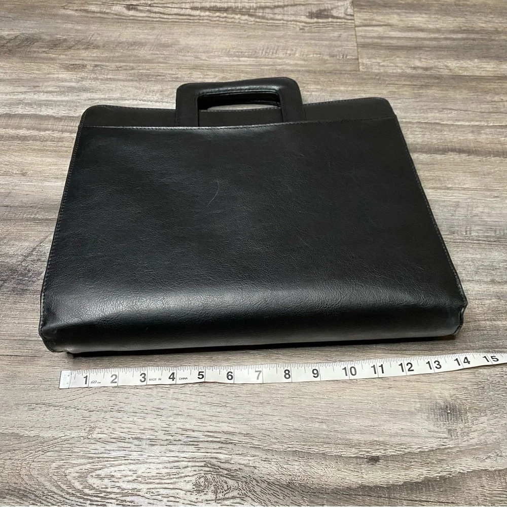 Vintage Plan Pro 2001 Black Leather Briefcase Hand Bag Zip-Up - Schedule, Notes